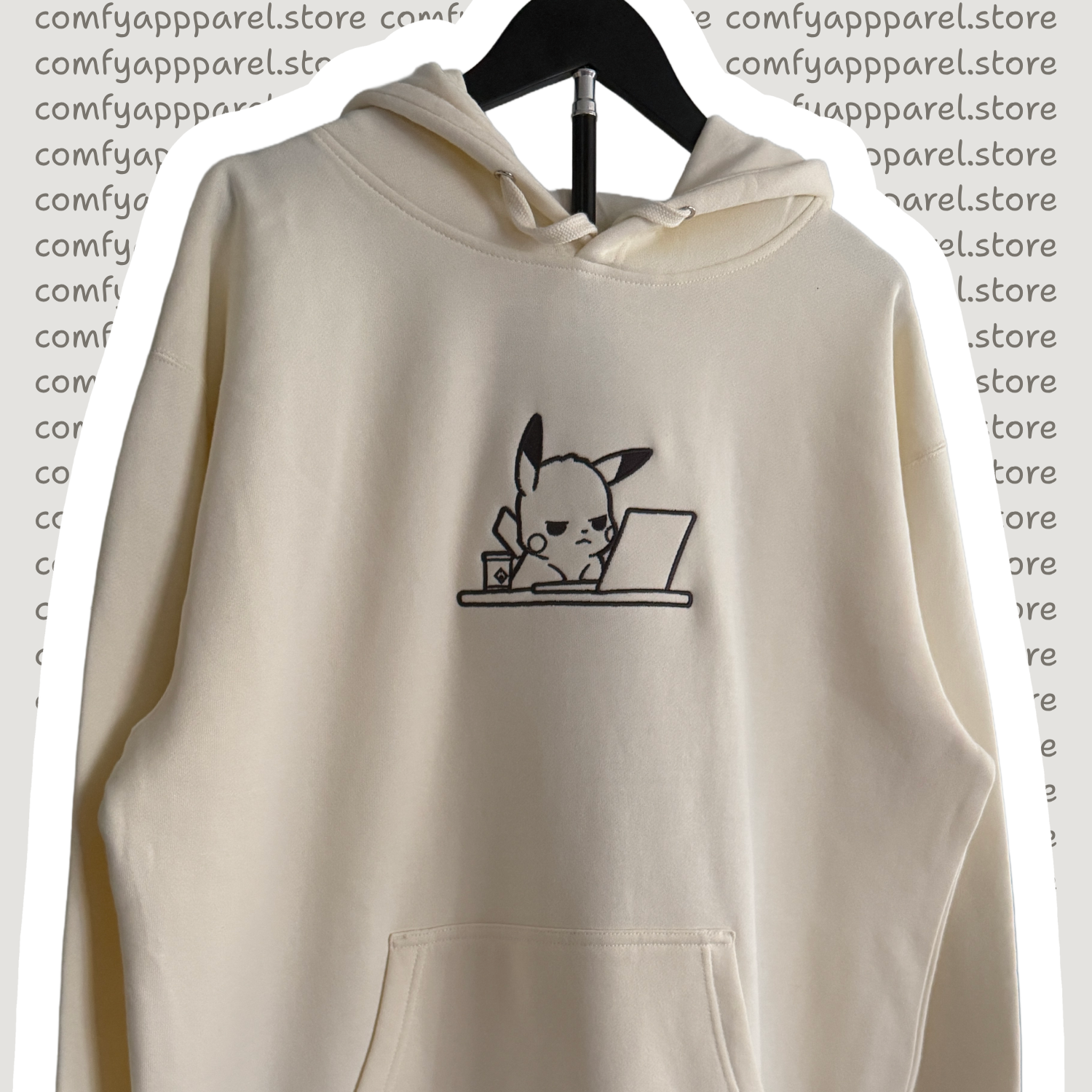 Product with the name Sleepy Anime Character Working On A Laptop - Hoodie in the 1 catergory
